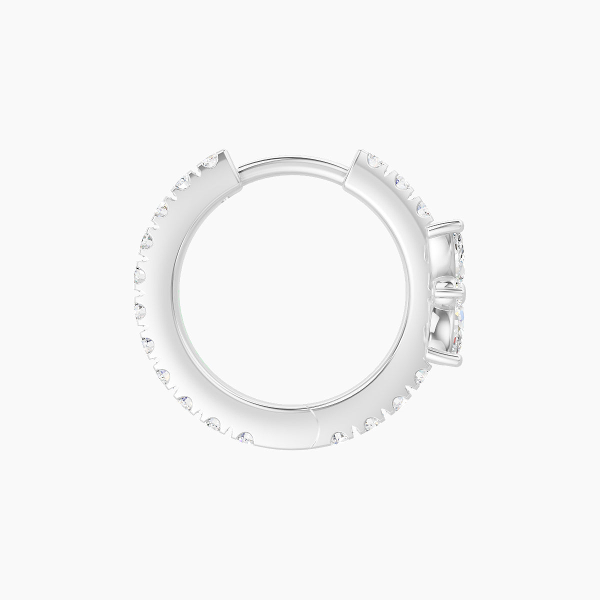 Aurore | 18k White Gold 8 mm Flower Diamond Hoop Piercing