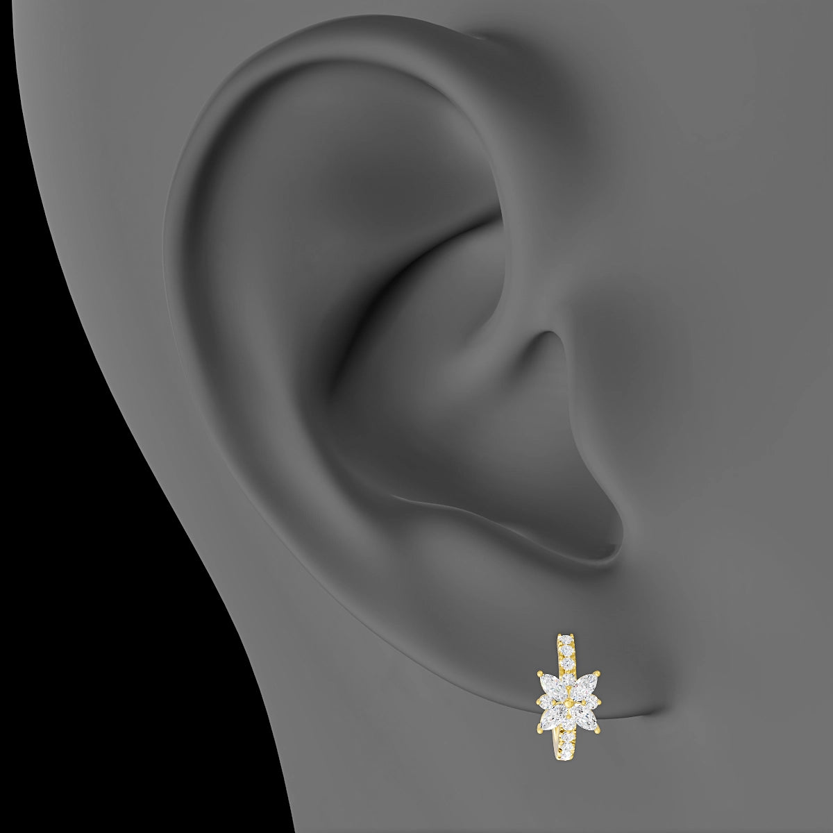 Aurore | 18k Yellow Gold 8 mm Flower Diamond Hoop Piercing