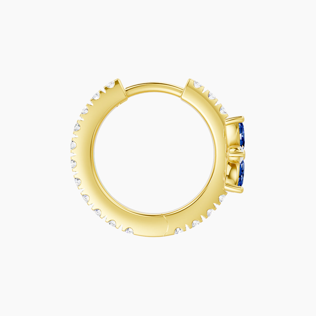 Aurore | 18k Yellow Gold 8 mm Flower Sapphire & Diamond Hoop Piercing