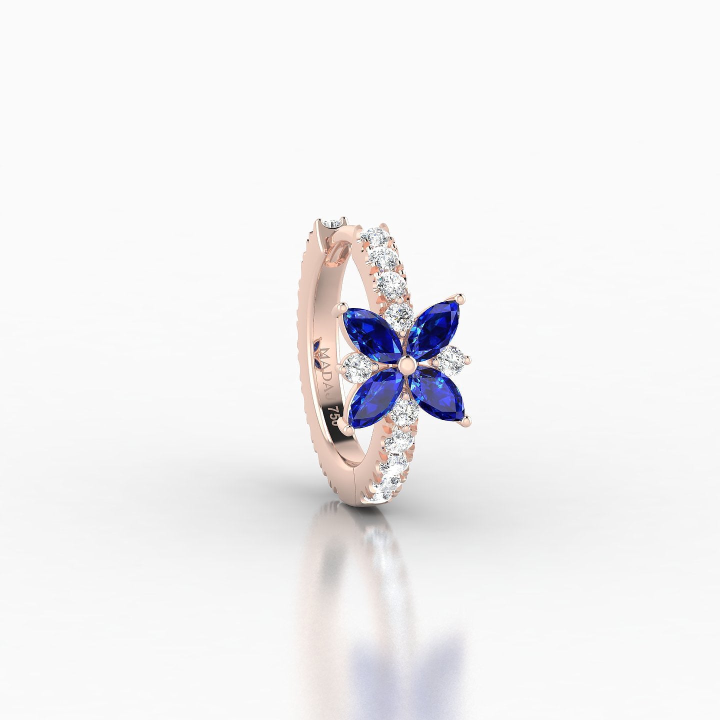 Aurore | 18k Rose Gold 8 mm Flower Sapphire & Diamond Hoop Piercing