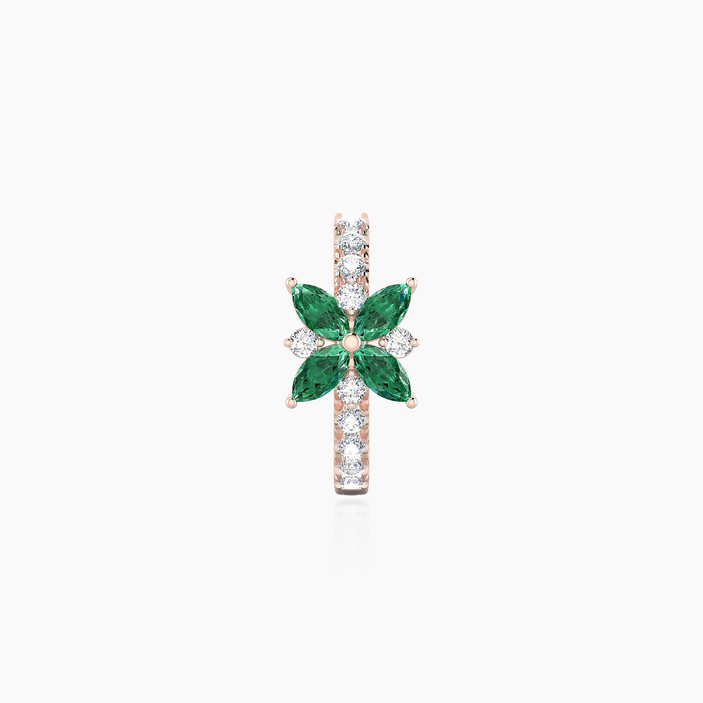 Aurore | 18k Rose Gold 8 mm Flower Emerald & Diamond Hoop Piercing