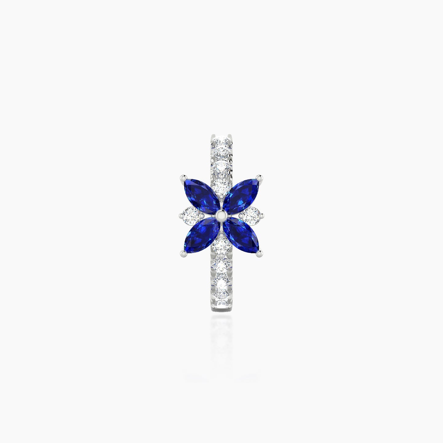 Aurore | 18k White Gold 8 mm Flower Sapphire & Diamond Hoop Piercing