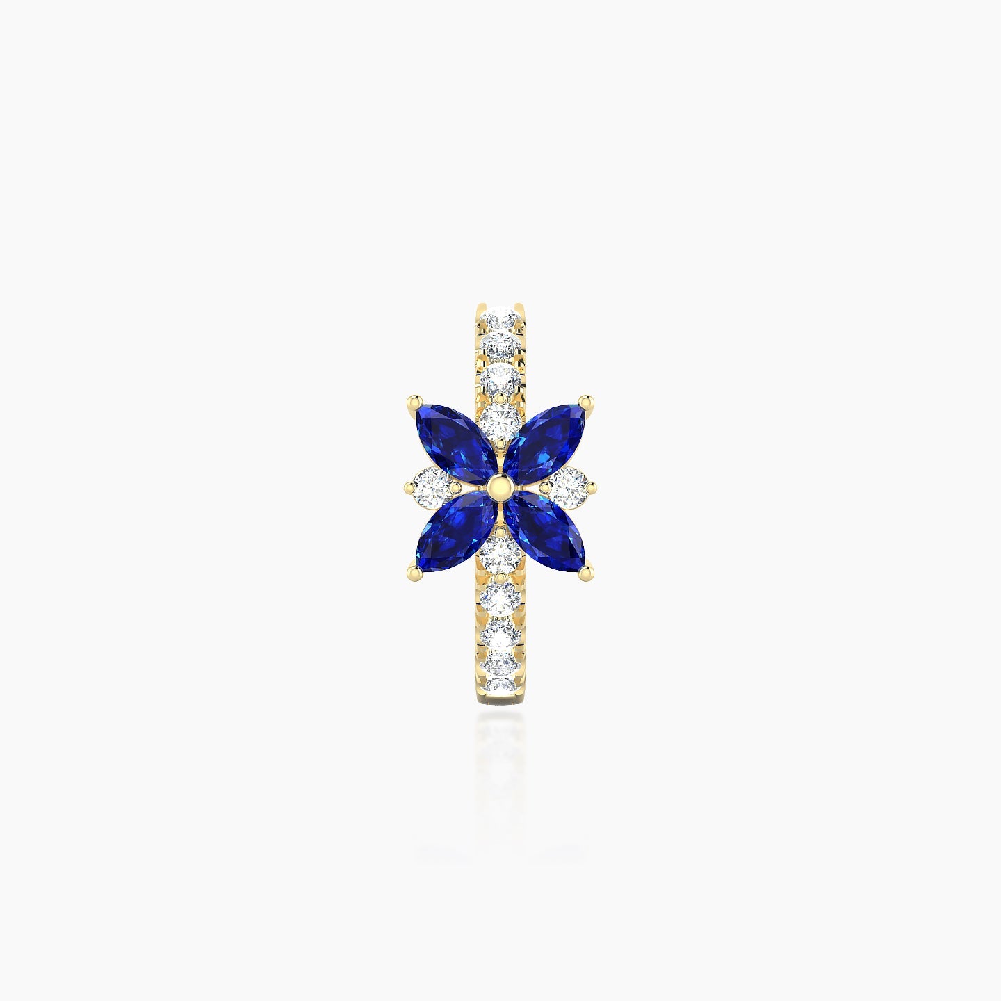 Aurore | 18k Yellow Gold 8 mm Flower Sapphire & Diamond Hoop Piercing