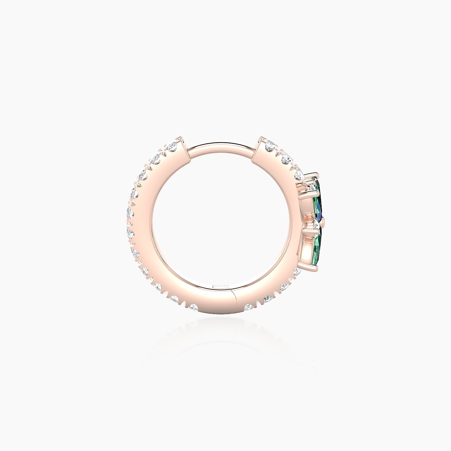 Aurore | 18k Rose Gold 8 mm Flower Emerald & Diamond Hoop Piercing