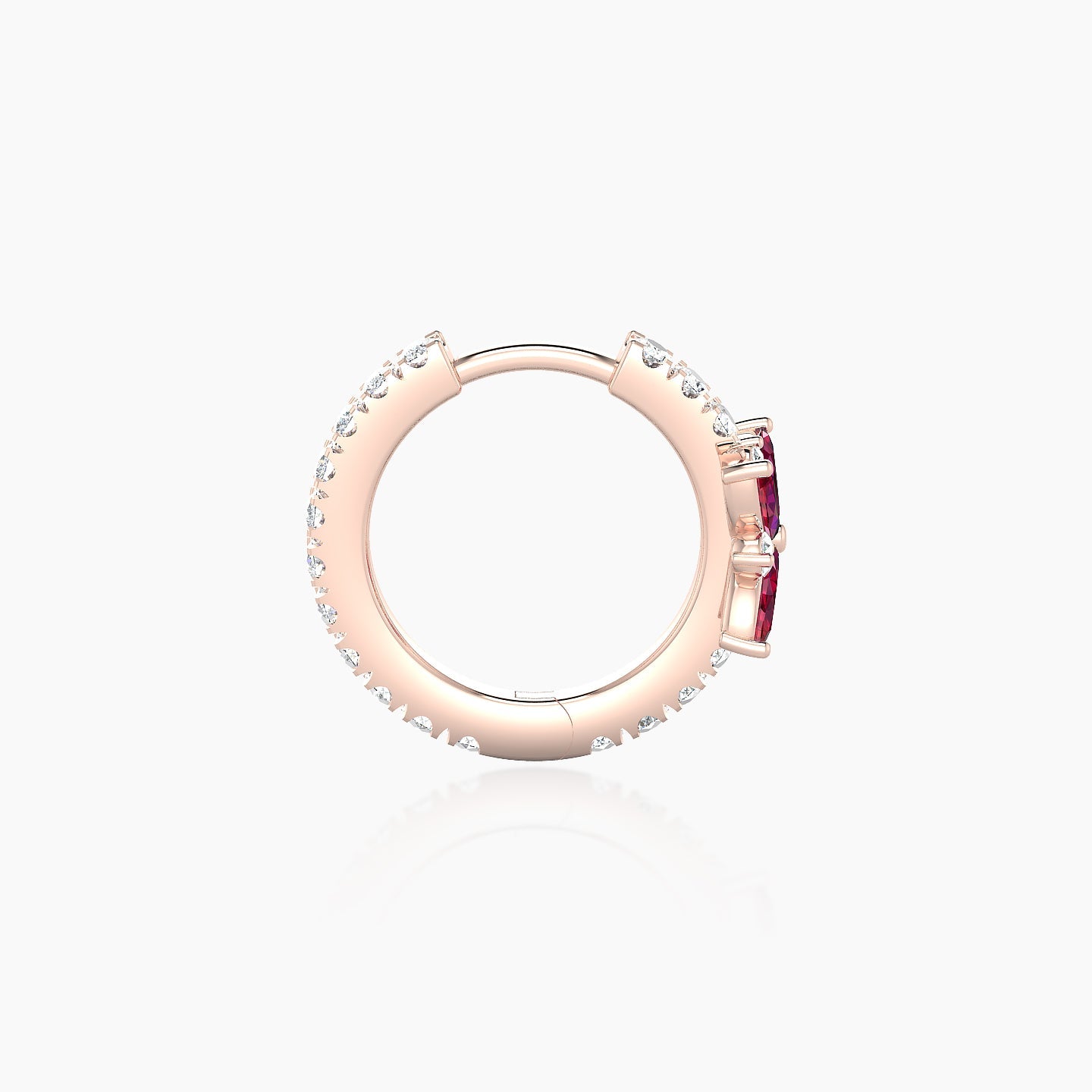 Aurore | 18k Rose Gold 8 mm Flower Ruby & Diamond Hoop Piercing