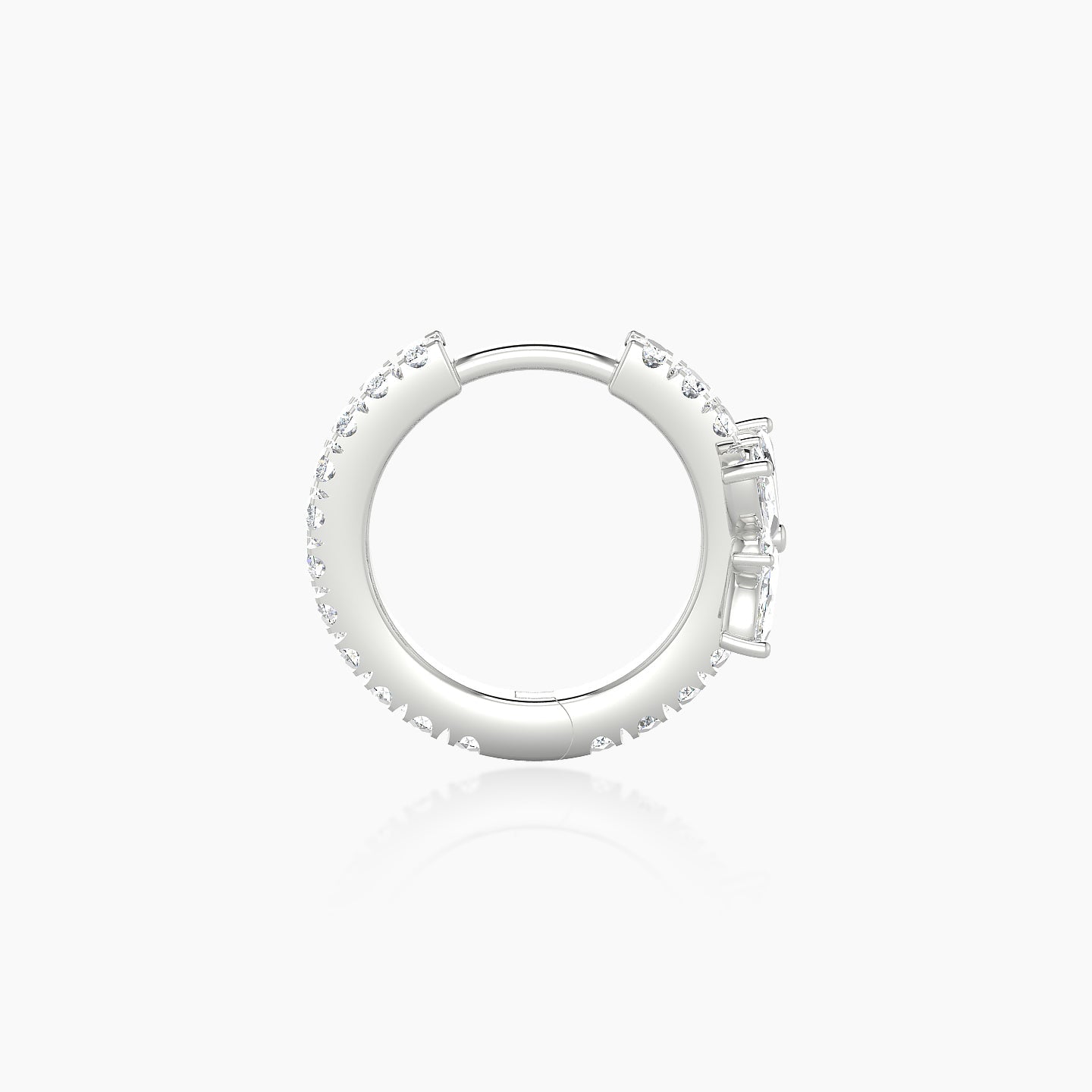 Aurore | 18k White Gold 8 mm Flower Diamond Hoop Piercing