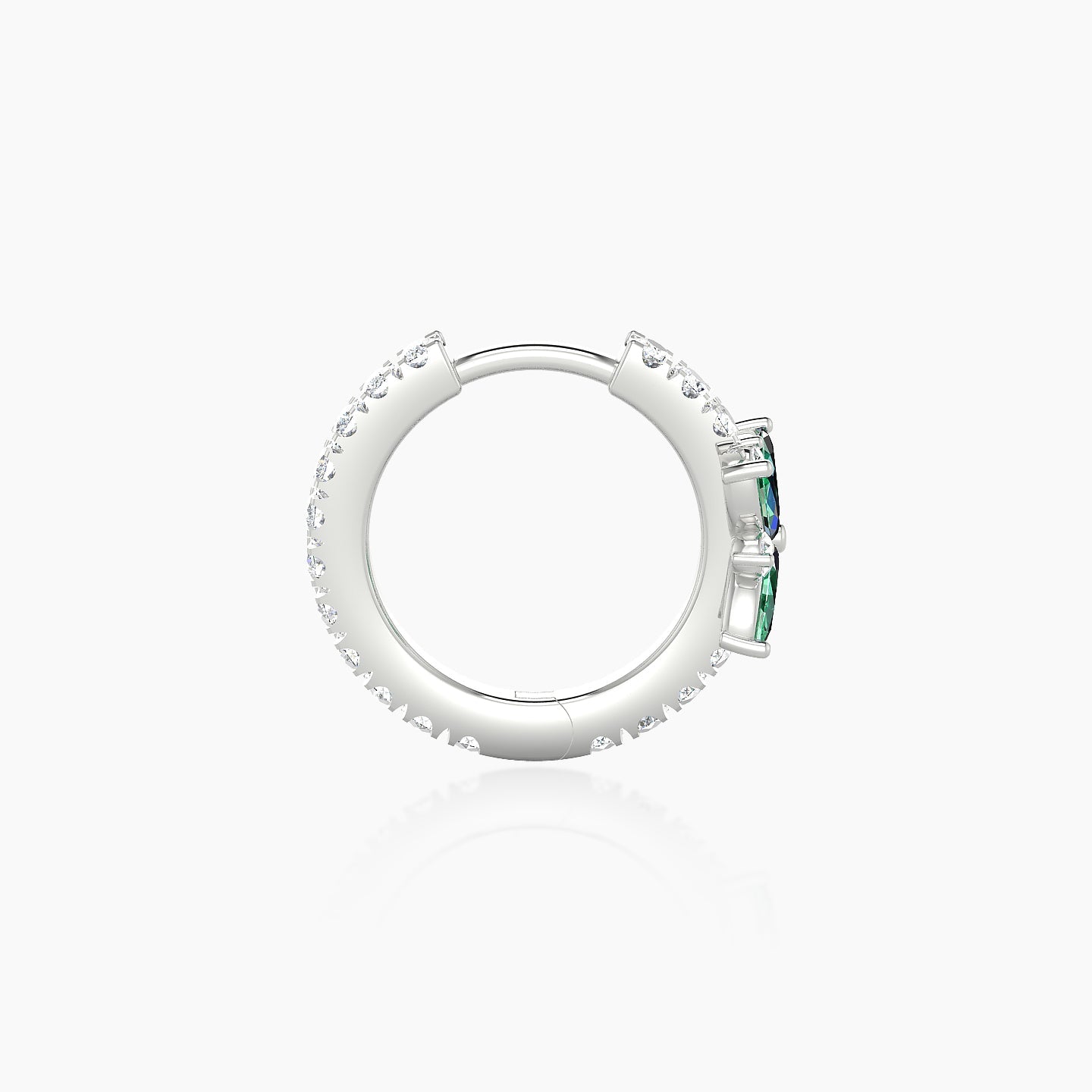 Aurore | 18k White Gold 8 mm Flower Emerald & Diamond Hoop Piercing