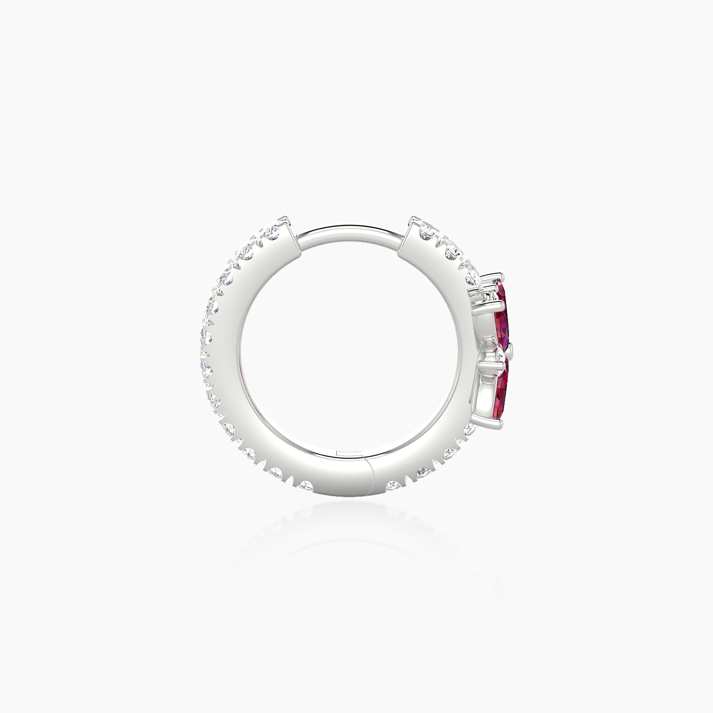 Aurore | 18k White Gold 8 mm Flower Ruby & Diamond Hoop Piercing