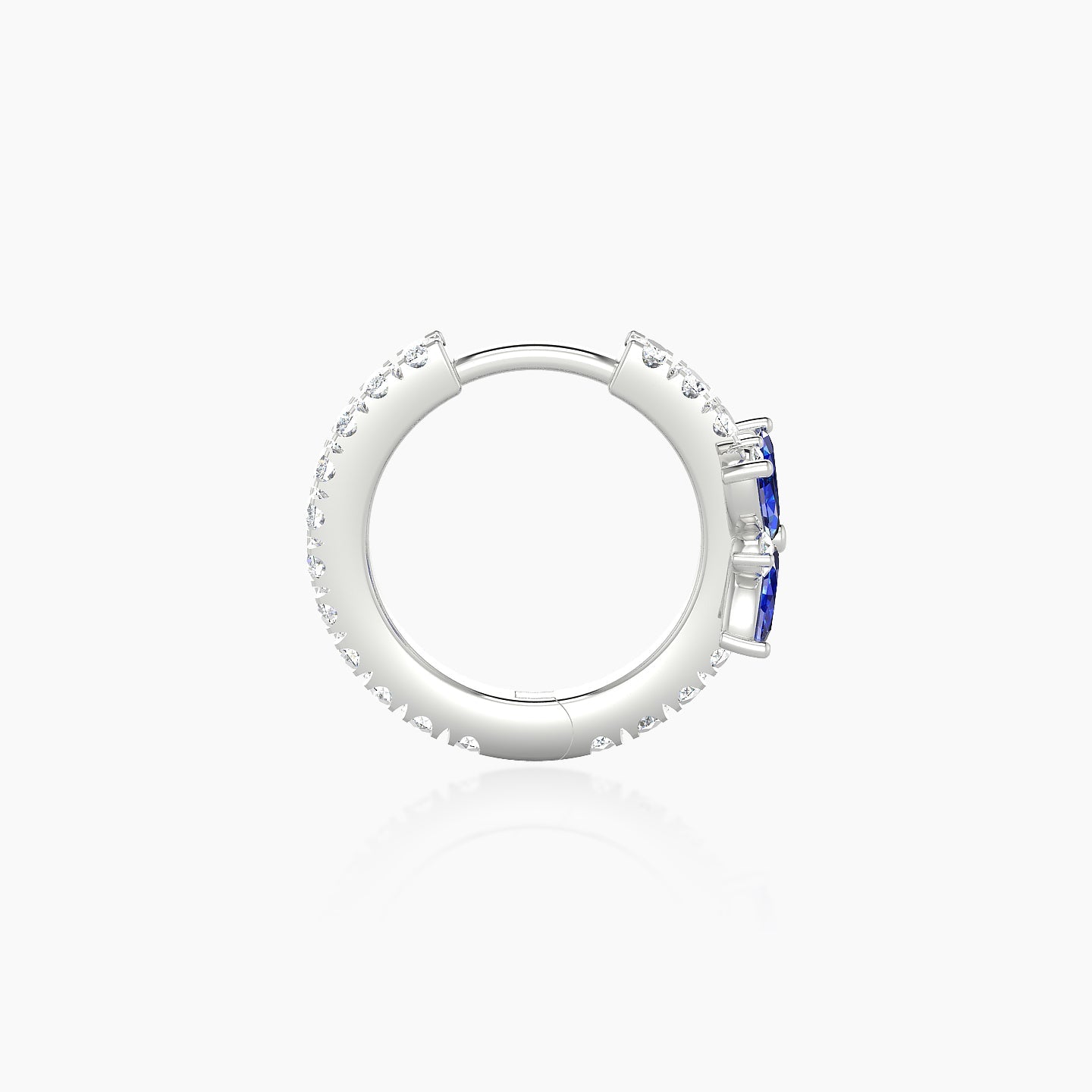 Aurore | 18k White Gold 8 mm Flower Sapphire & Diamond Hoop Piercing