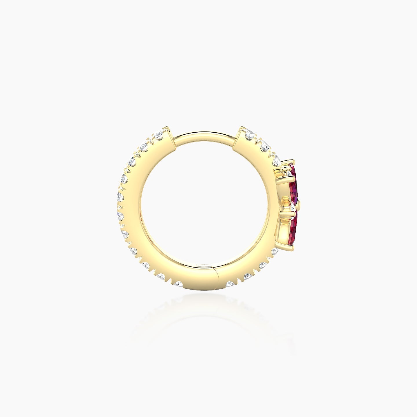 Aurore | 18k Yellow Gold 8 mm Flower Ruby & Diamond Hoop Piercing