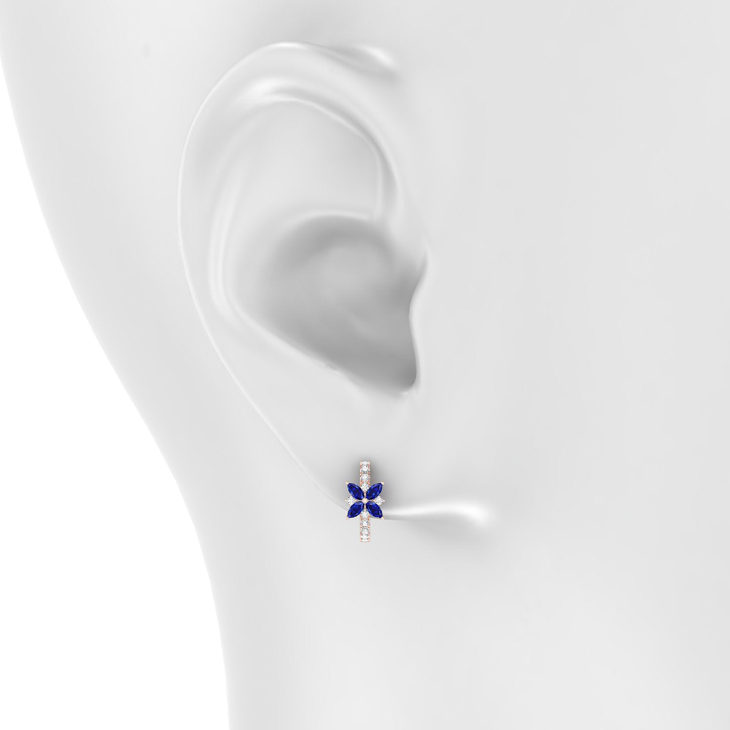 Aurore | 18k Rose Gold 8 mm Flower Sapphire & Diamond Hoop Piercing