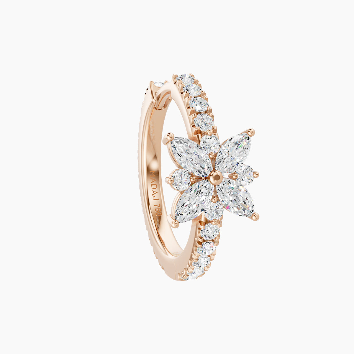 Aurore | 18k Rose Gold 9.5 mm Flower Diamond Hoop Piercing