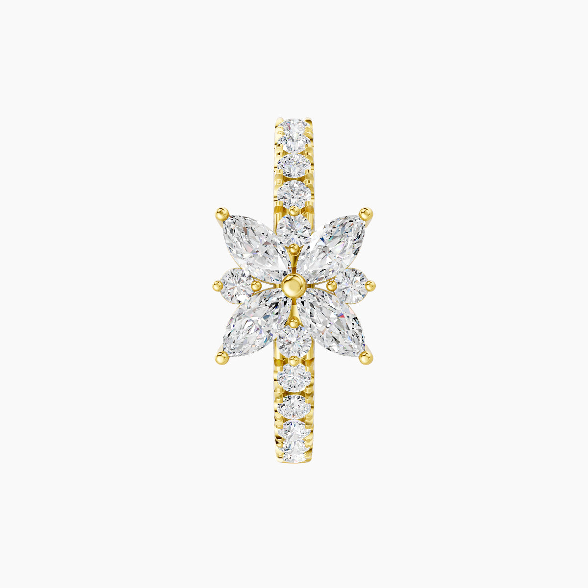 Aurore | 18k Yellow Gold 9.5 mm Flower Diamond Hoop Piercing