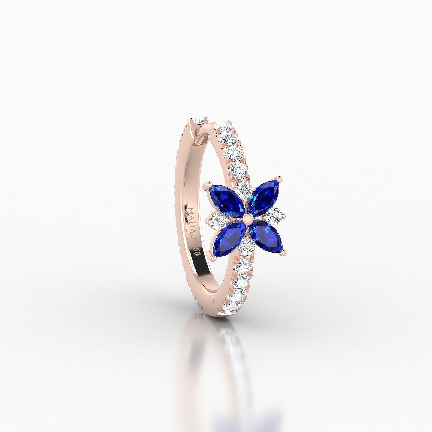 Aurore | 18k Rose Gold 9.5 mm Flower Sapphire & Diamond Hoop Piercing