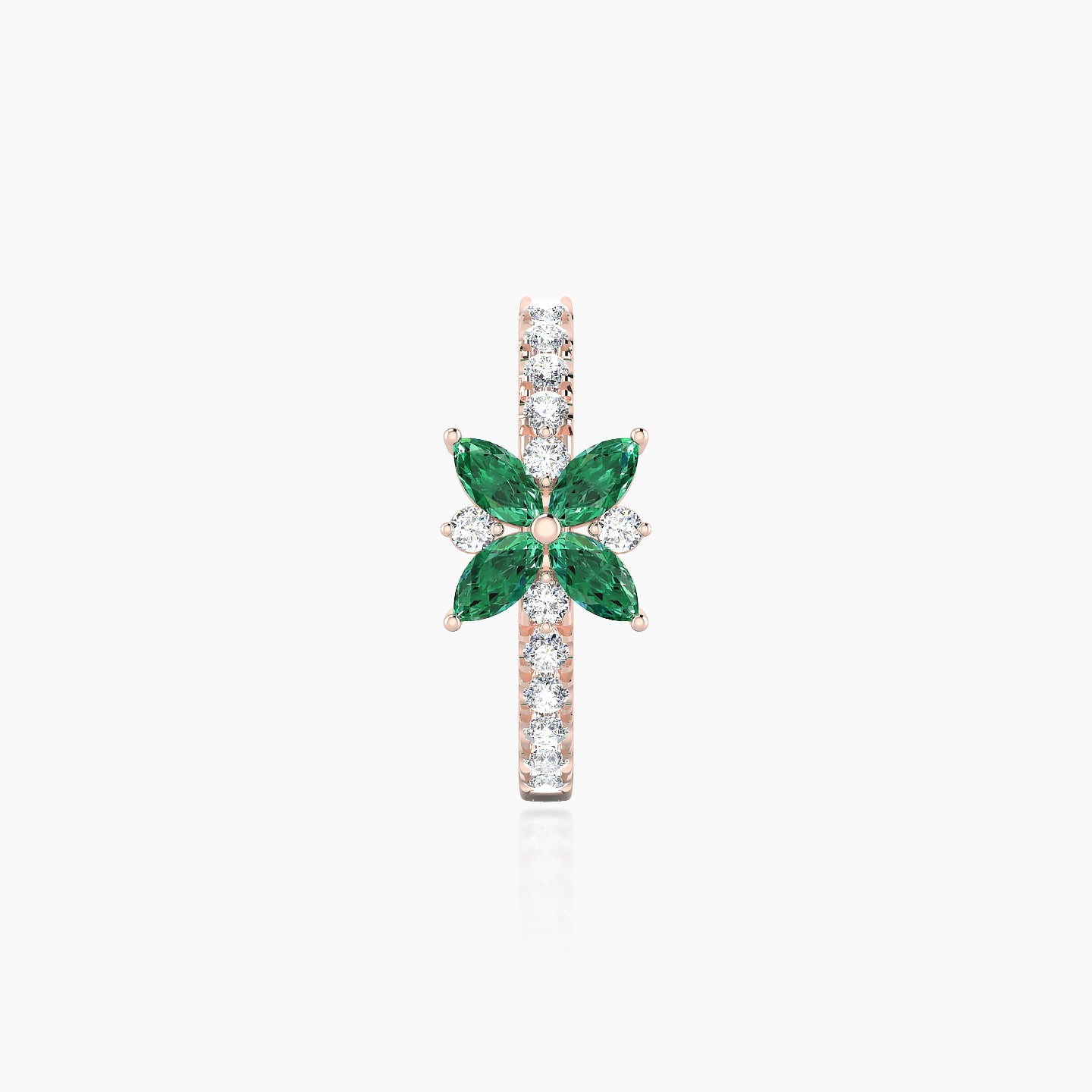 Aurore | 18k Rose Gold 9.5 mm Flower Emerald & Diamond Hoop Piercing