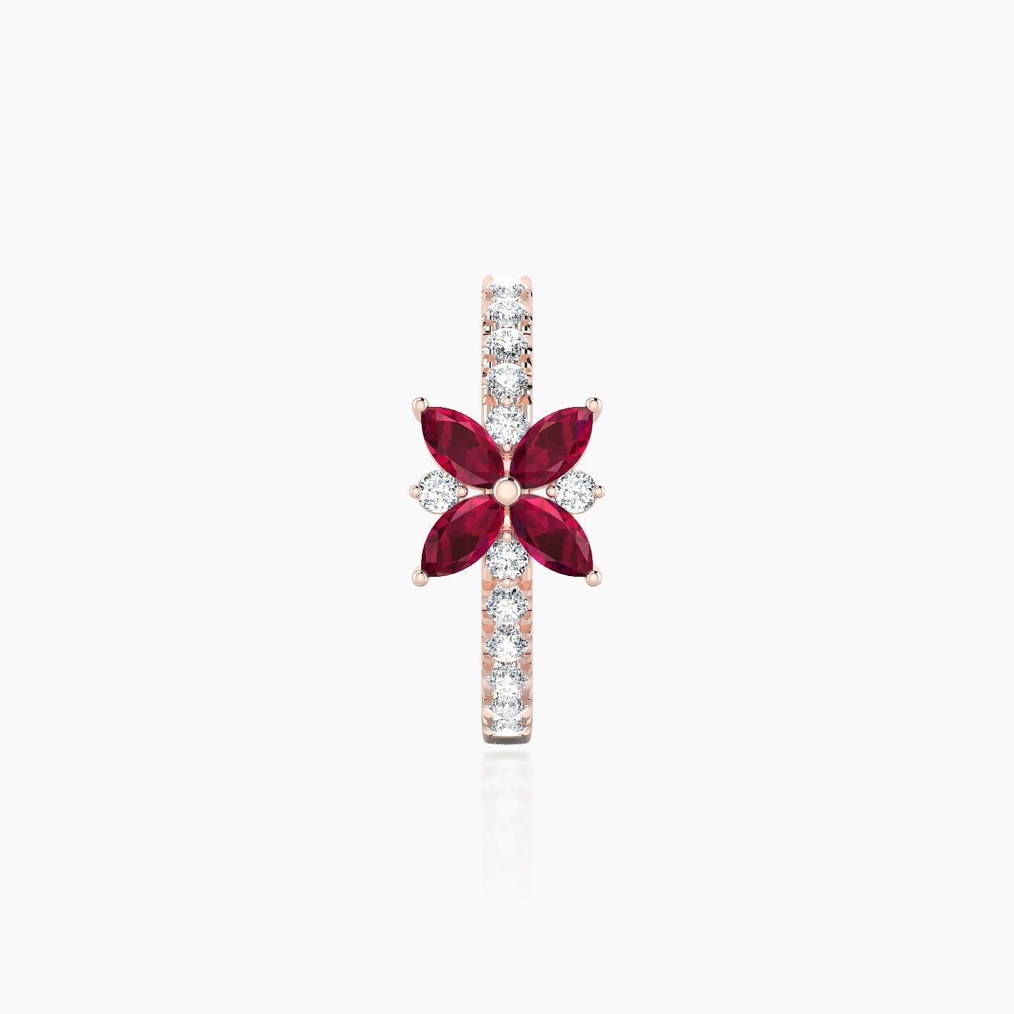 Aurore | 18k Rose Gold 9.5 mm Flower Ruby & Diamond Hoop Piercing