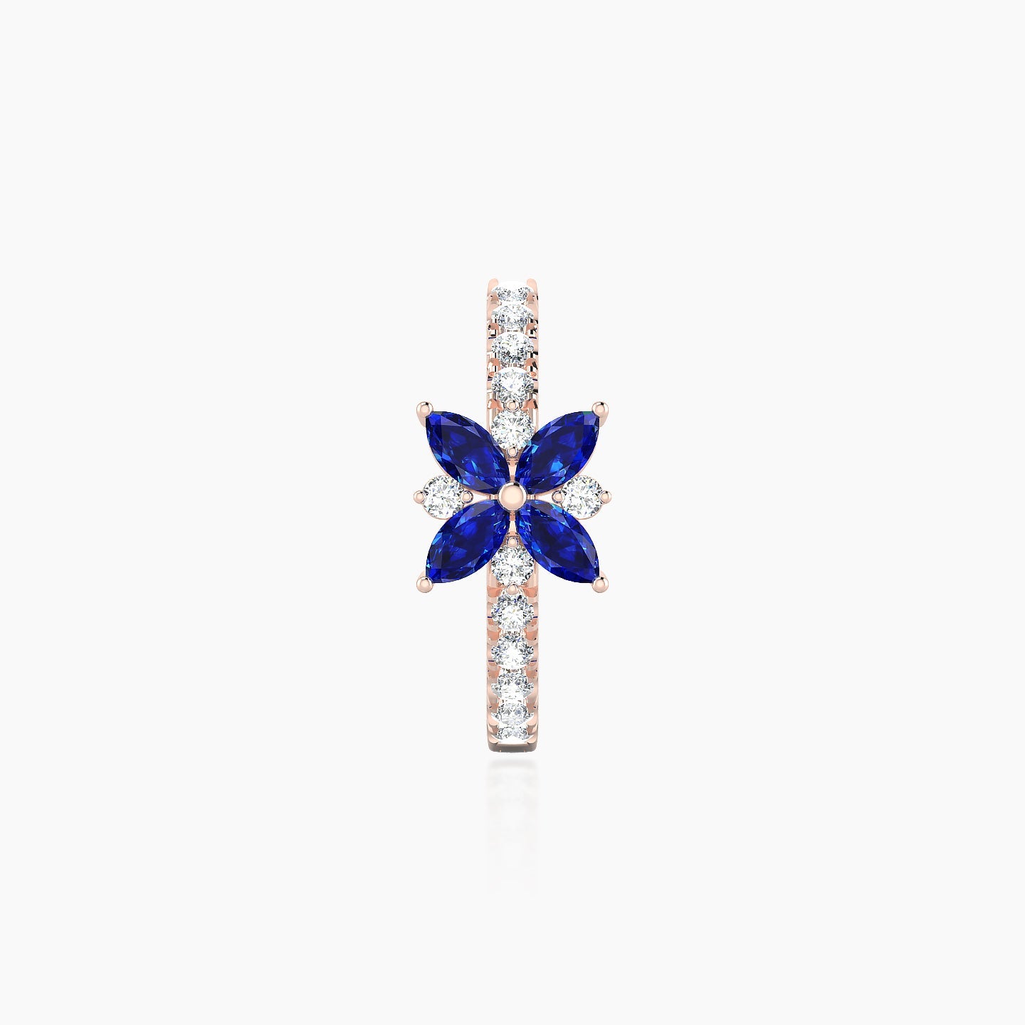 Aurore | 18k Rose Gold 9.5 mm Flower Sapphire & Diamond Hoop Piercing