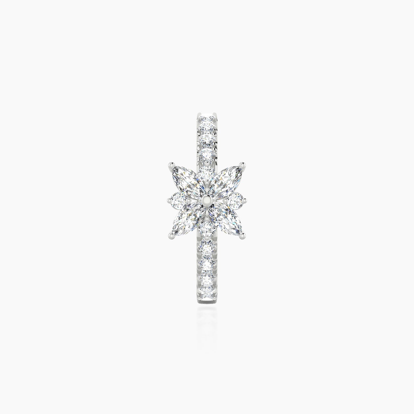 Aurore | 18k White Gold 9.5 mm Flower Diamond Hoop Piercing