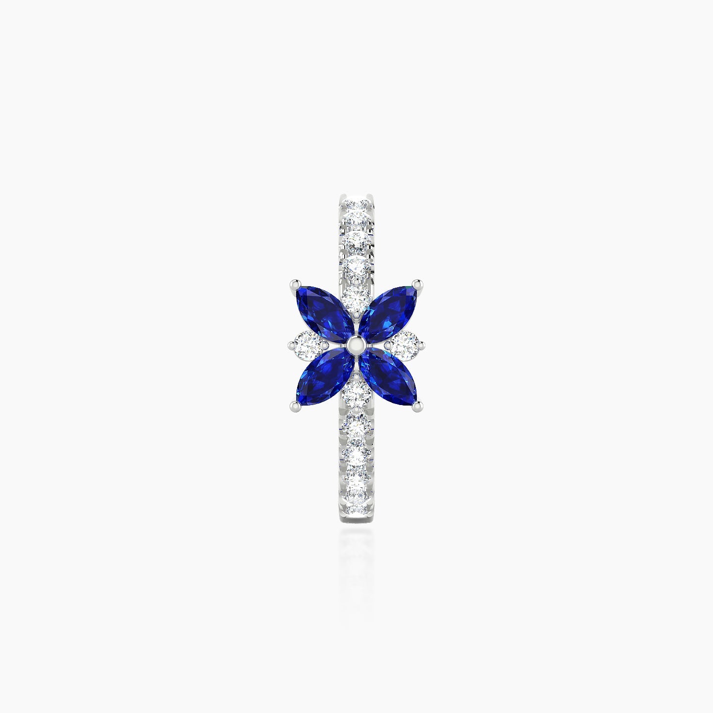 Aurore | 18k White Gold 9.5 mm Flower Sapphire & Diamond Hoop Piercing