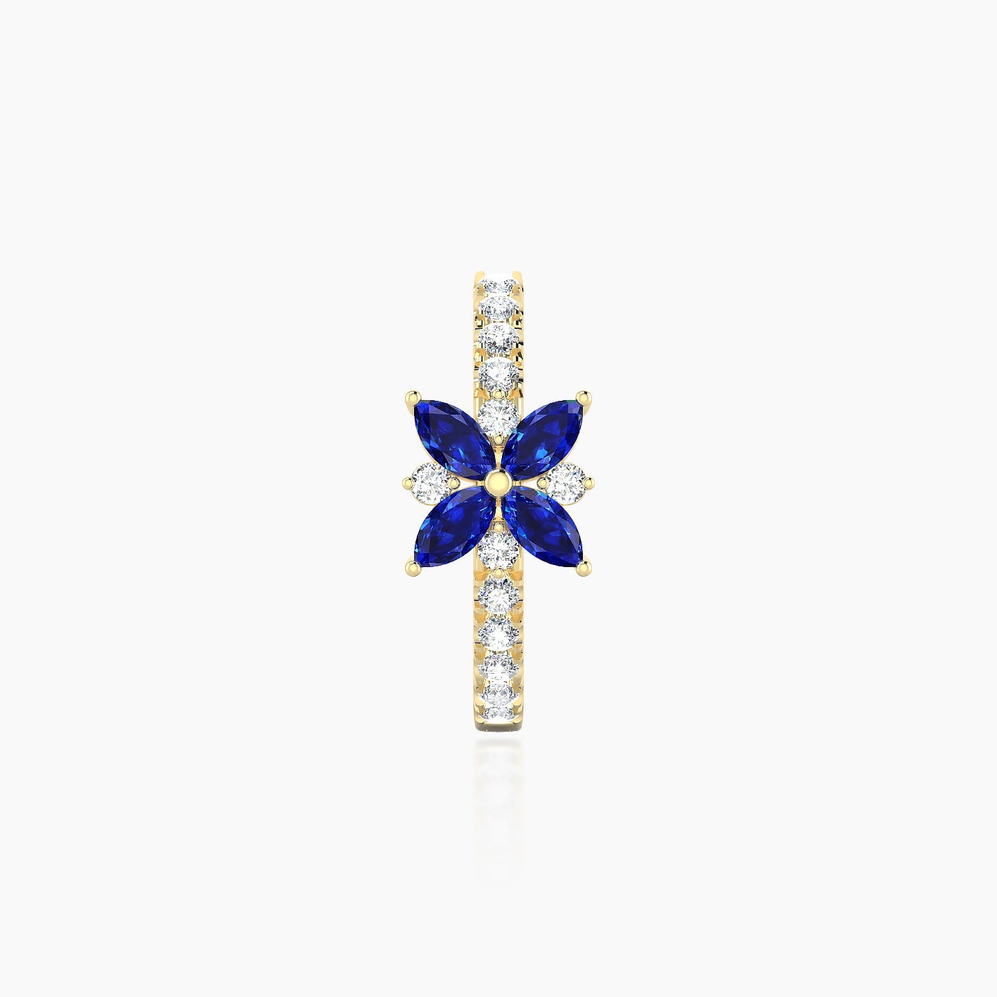 Aurore | 18k Yellow Gold 9.5 mm Flower Sapphire & Diamond Hoop Piercing