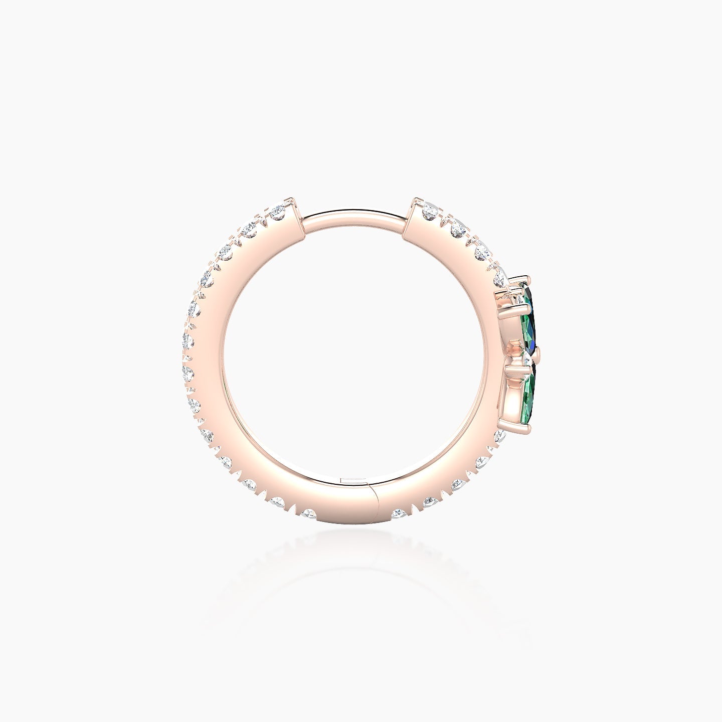 Aurore | 18k Rose Gold 9.5 mm Flower Emerald & Diamond Hoop Piercing