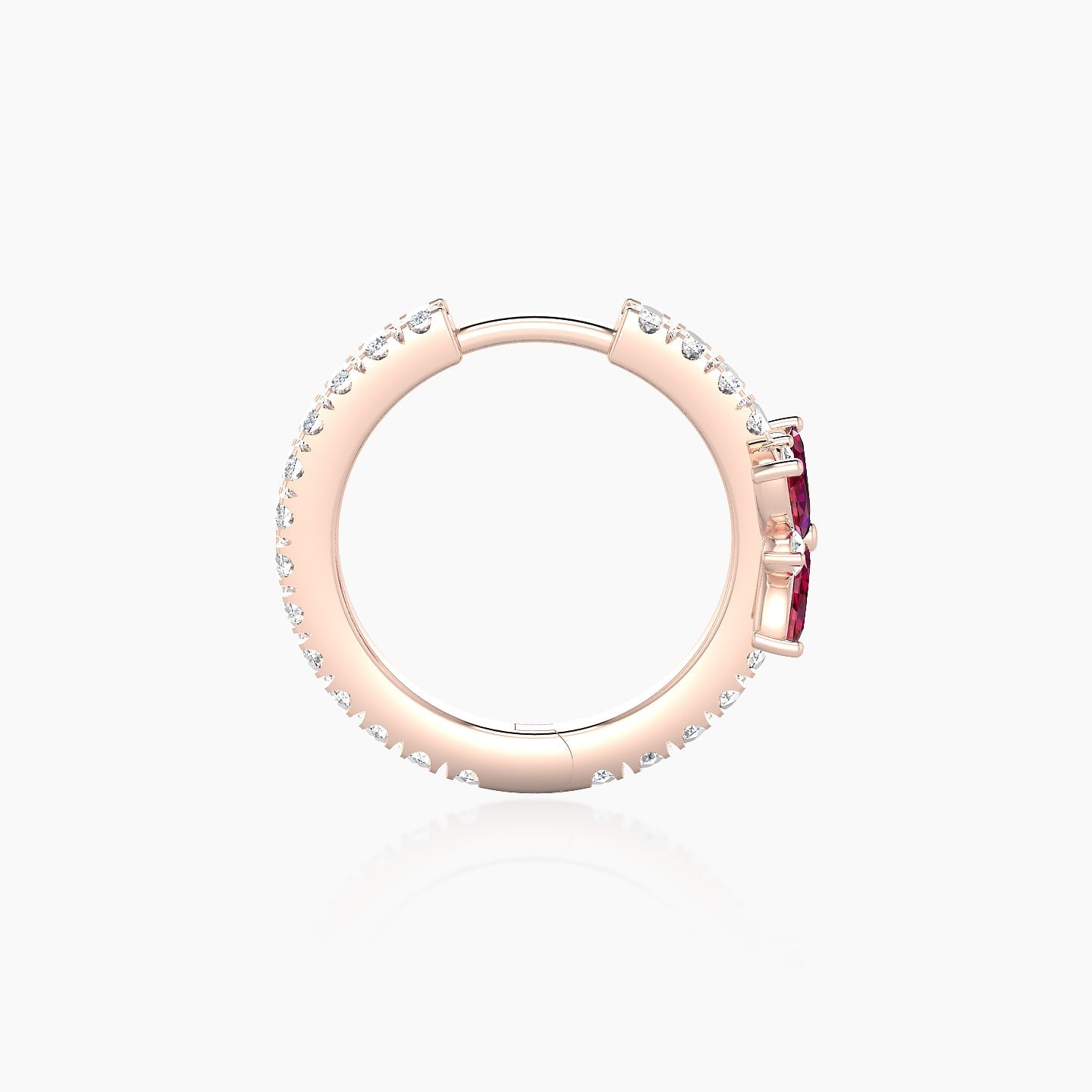 Aurore | 18k Rose Gold 9.5 mm Flower Ruby & Diamond Hoop Piercing