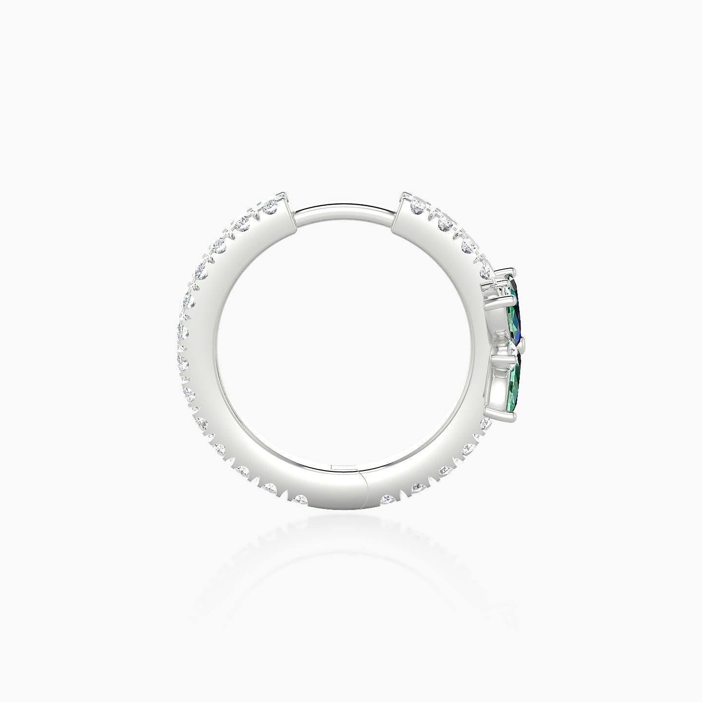 Aurore | 18k White Gold 9.5 mm Flower Emerald & Diamond Hoop Piercing