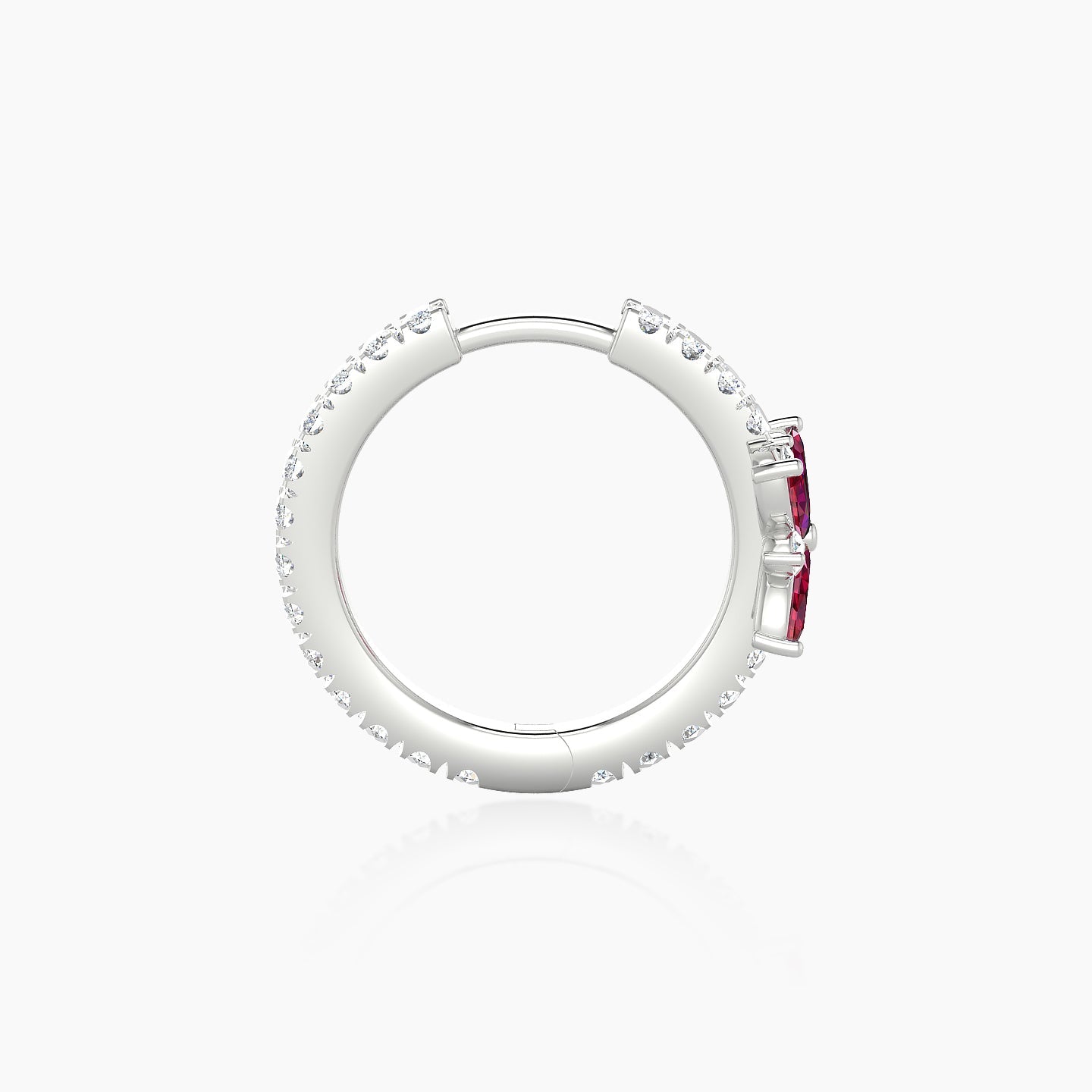 Aurore | 18k White Gold 9.5 mm Flower Ruby & Diamond Hoop Piercing