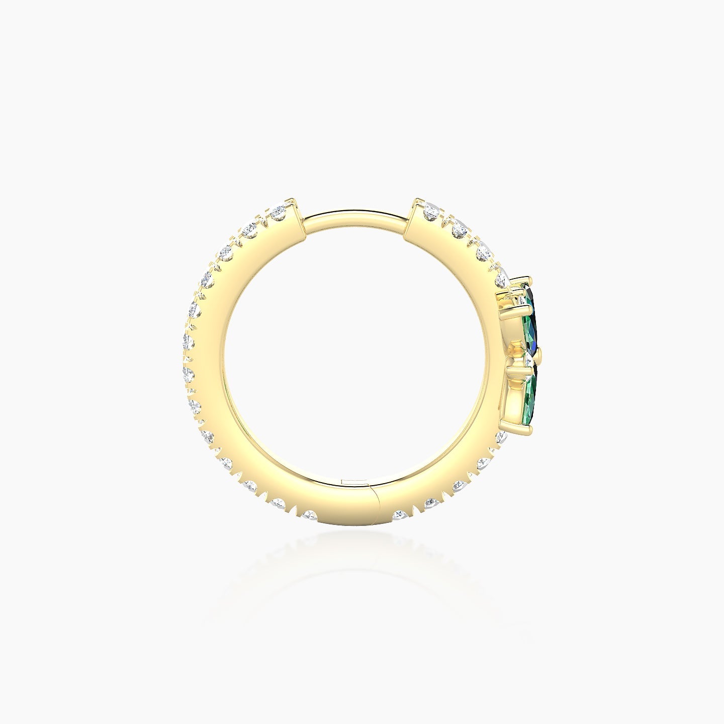 Aurore | 18k Yellow Gold 9.5 mm Flower Emerald & Diamond Hoop Piercing