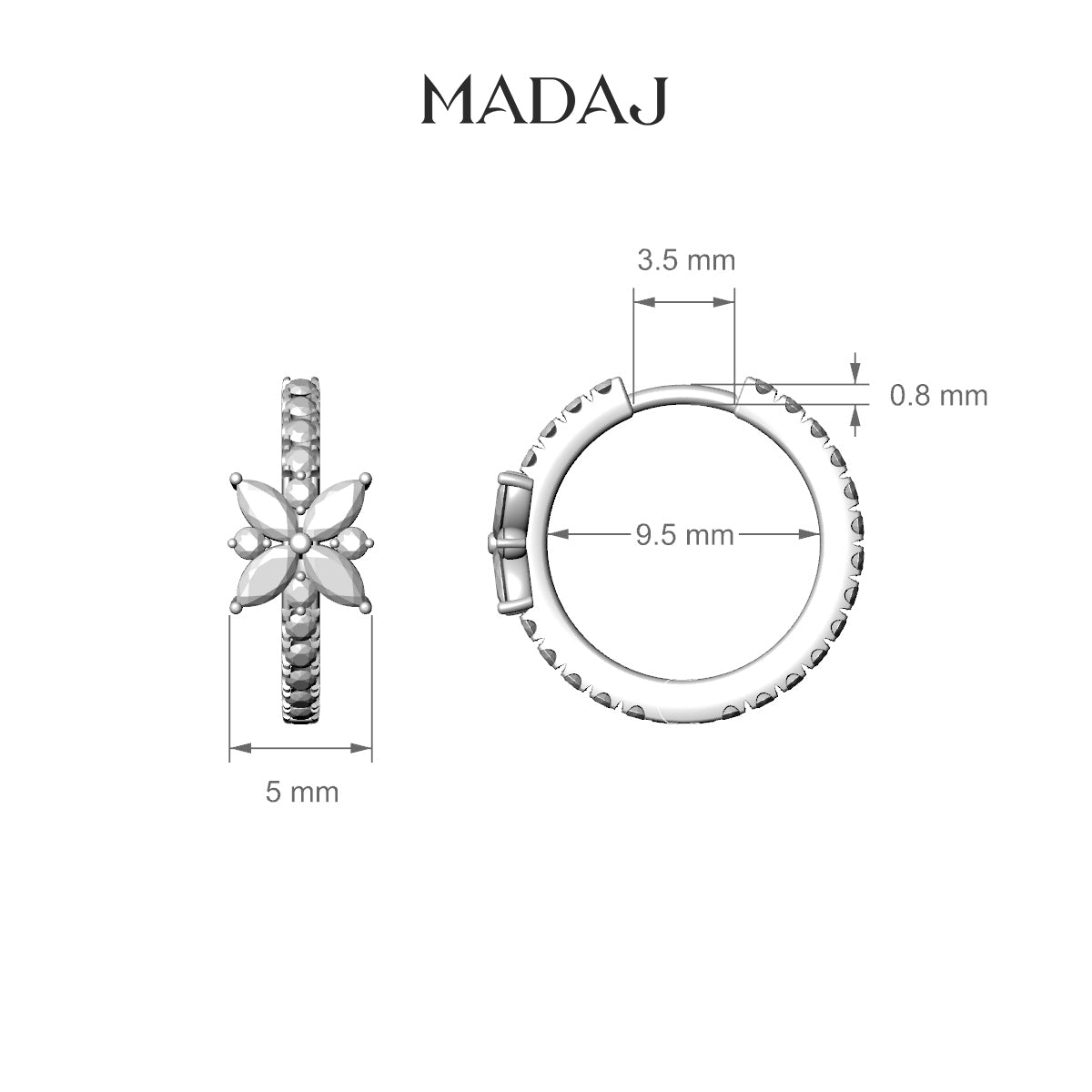 Aurore | 18k Rose Gold 9.5 mm Flower Diamond Hoop Piercing