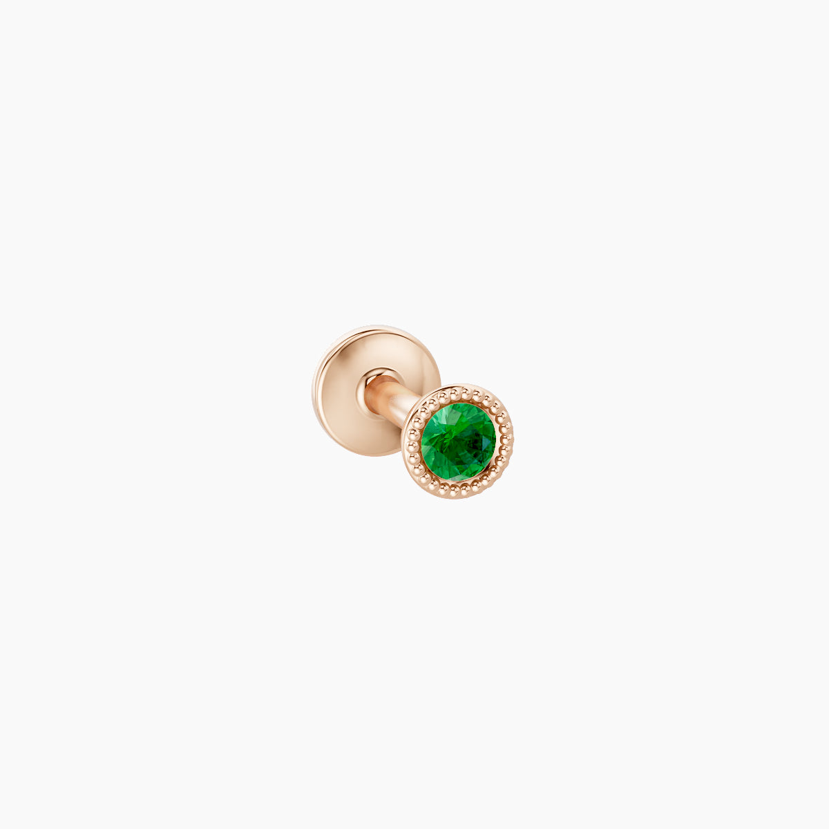 Aya | 18k Rose Gold 5 mm 3 mm Round Emerald Nose Piercing