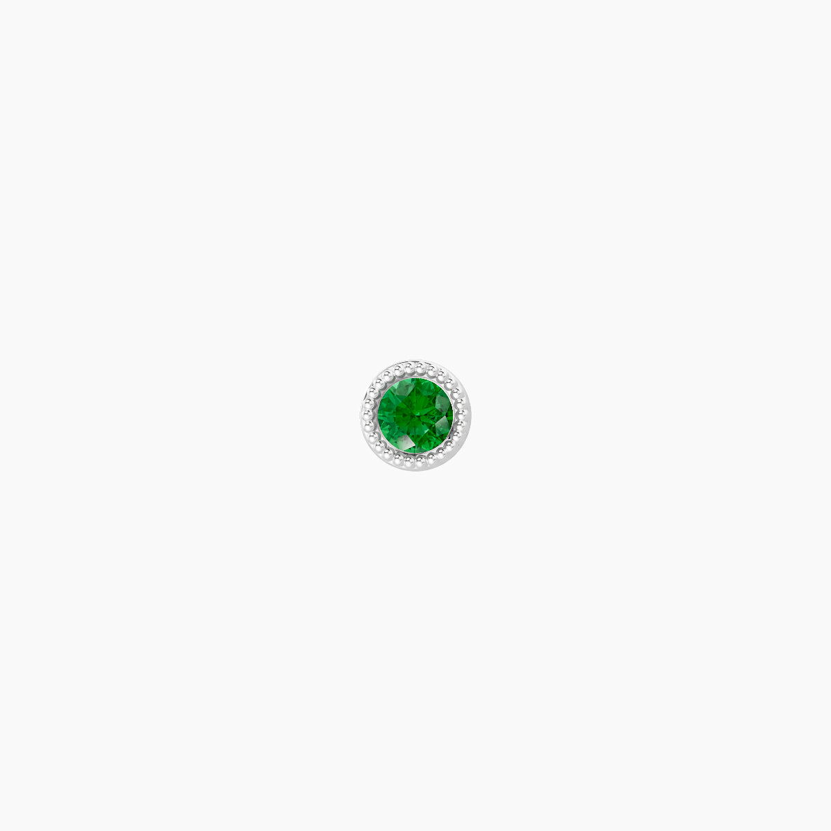 Aya | 18k White Gold 5 mm 3 mm Round Emerald Nose Piercing