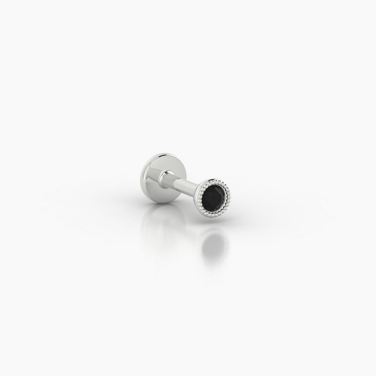 Aya | 18k White Gold 5 mm 3 mm Round Black Diamond Nostril Piercing