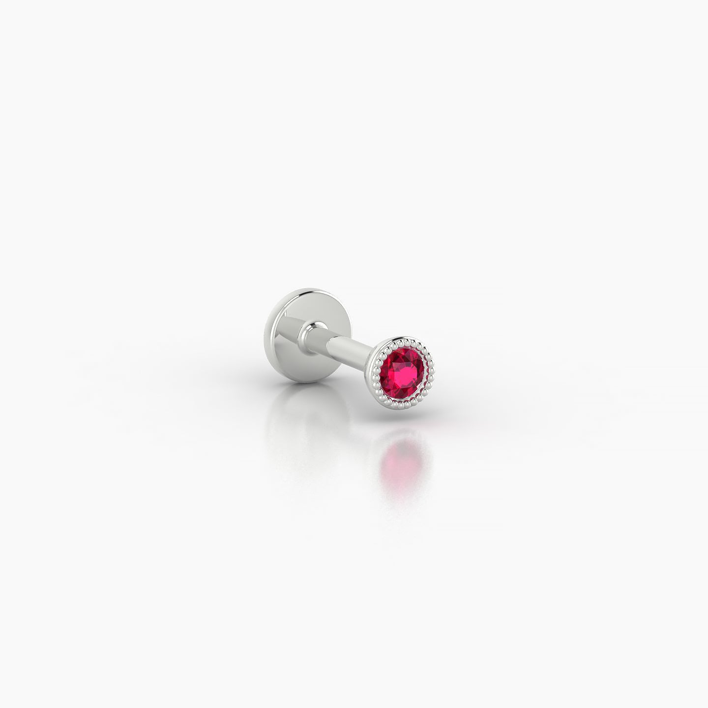 Aya | 18k White Gold 5 mm 3 mm Round Ruby Nostril Piercing