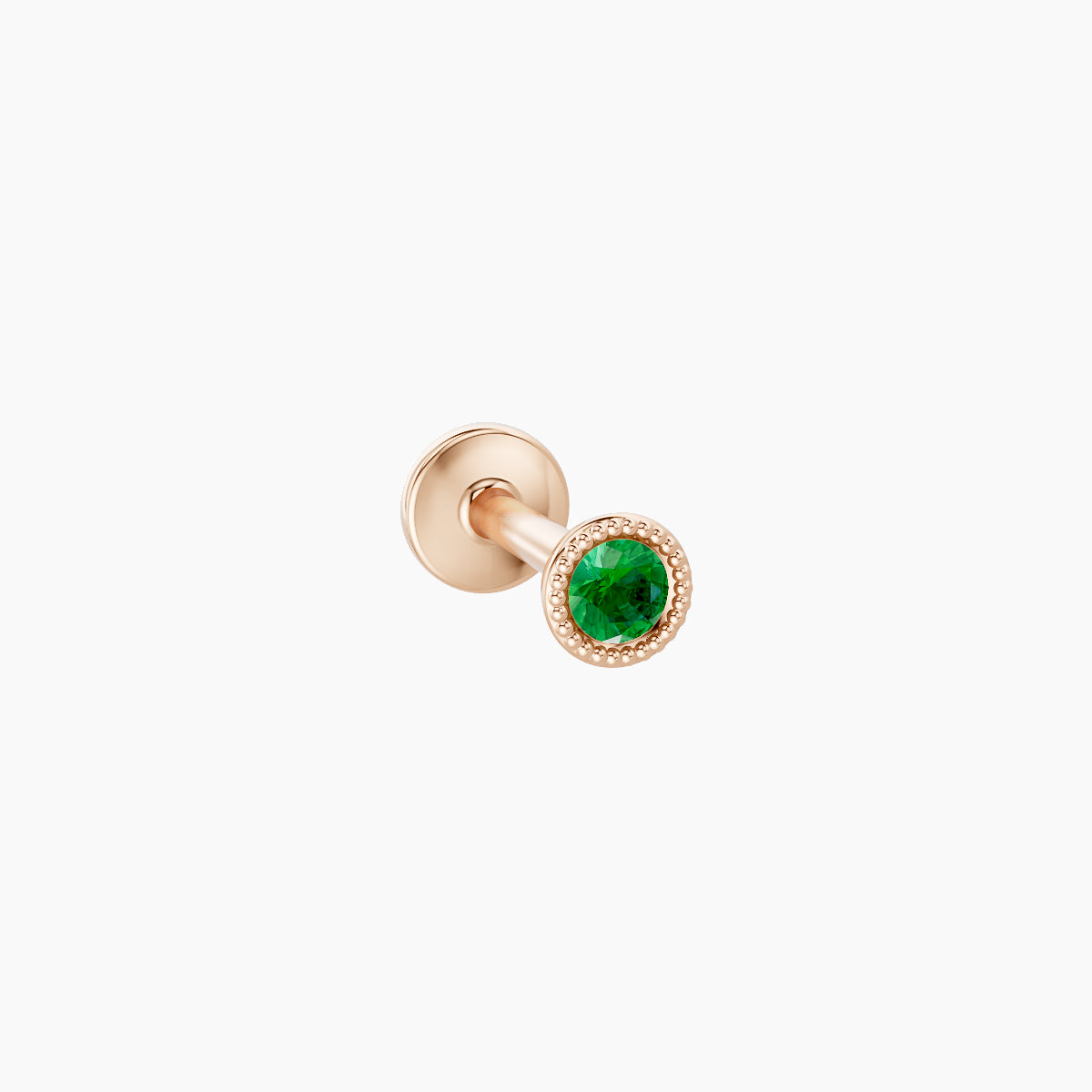 Aya | 18k Rose Gold 6.5 mm 3 mm Round Emerald Nose Piercing