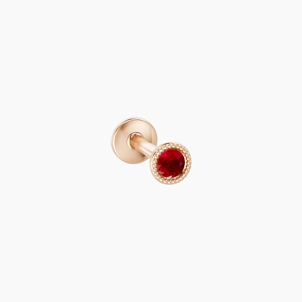 Aya | 18k Rose Gold 6.5 mm 3 mm Round Ruby Nose Piercing