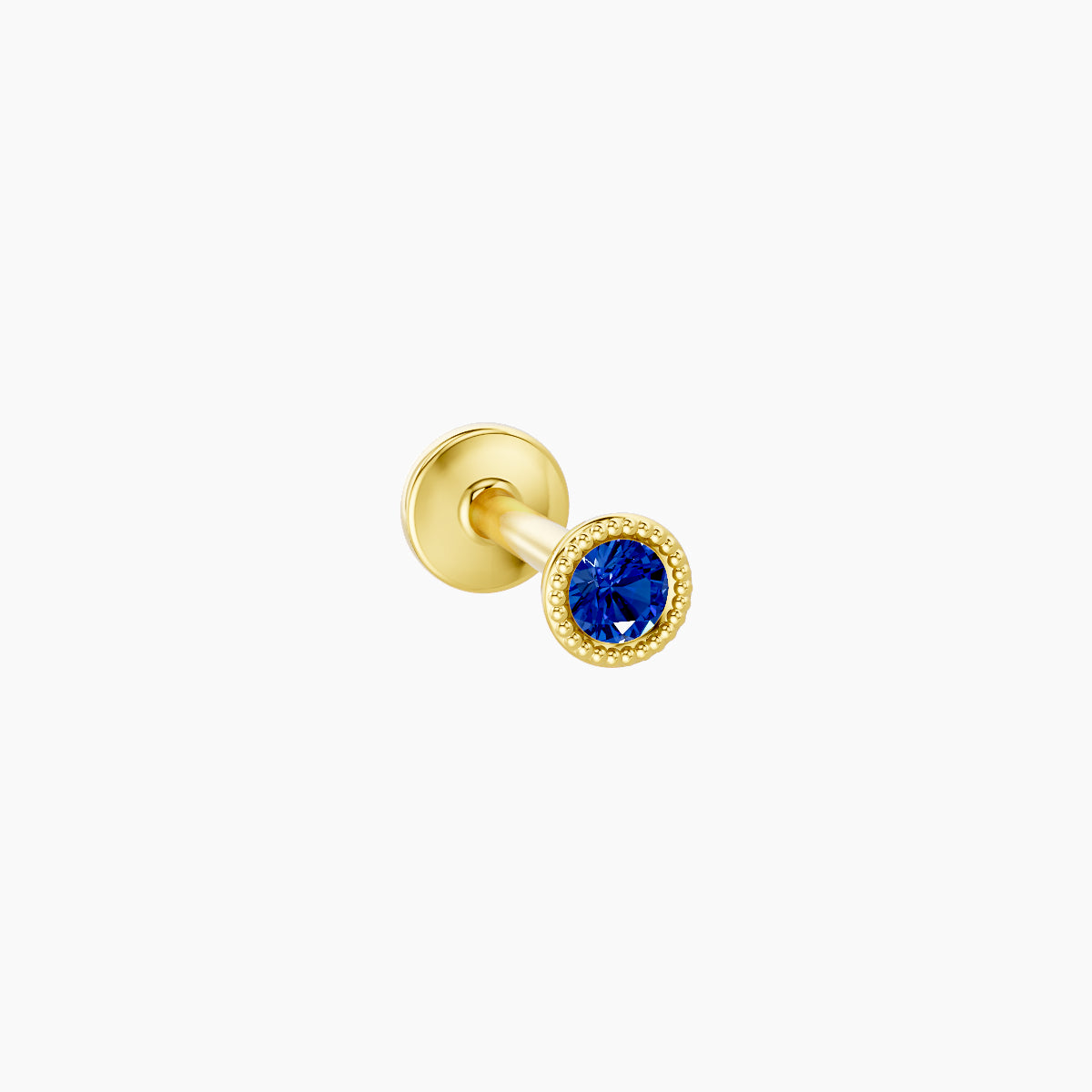 Aya | 18k Yellow Gold 6.5 mm 3 mm Round Sapphire Nose Piercing