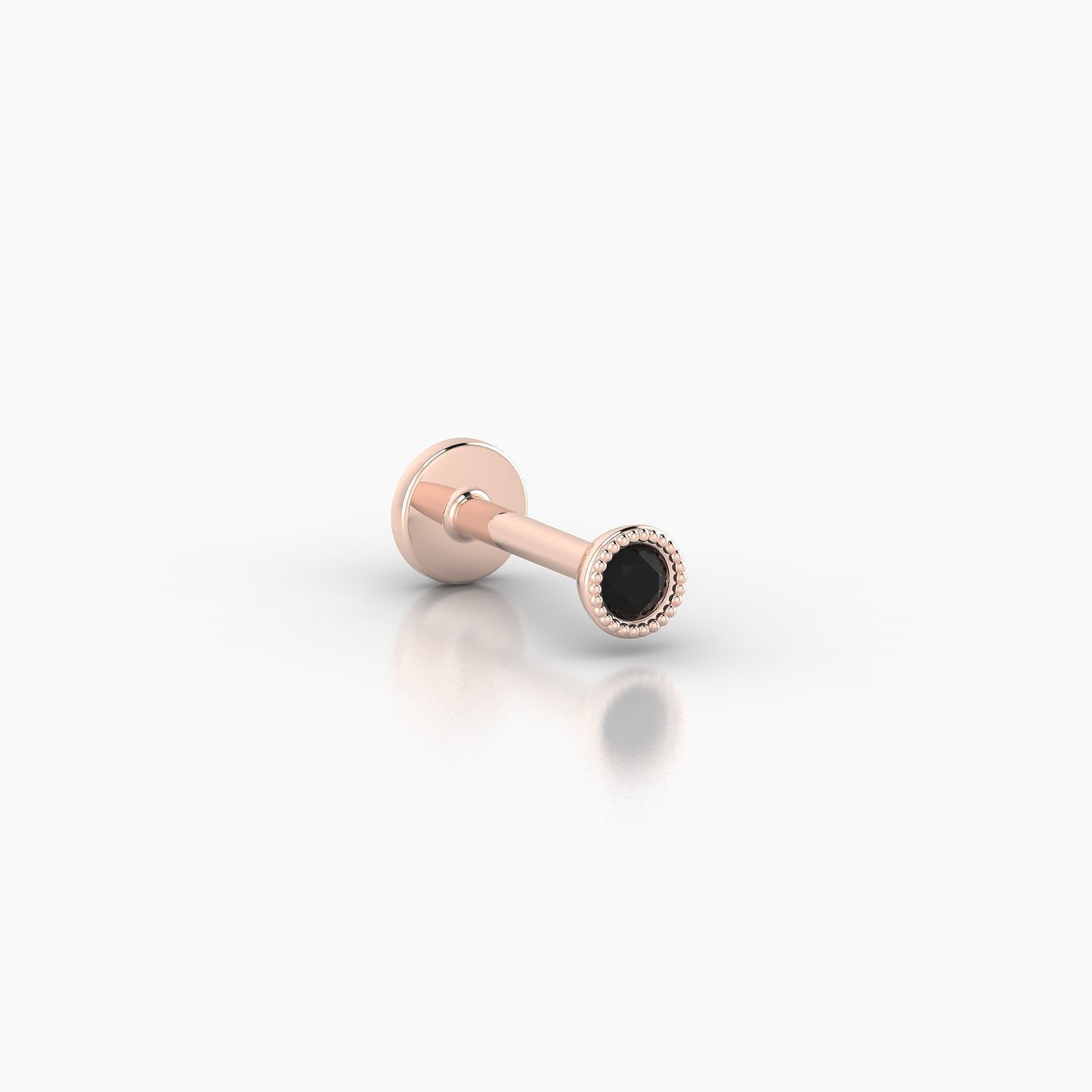 Aya | 18k Rose Gold 6.5 mm 3 mm Round Black Diamond Nostril Piercing