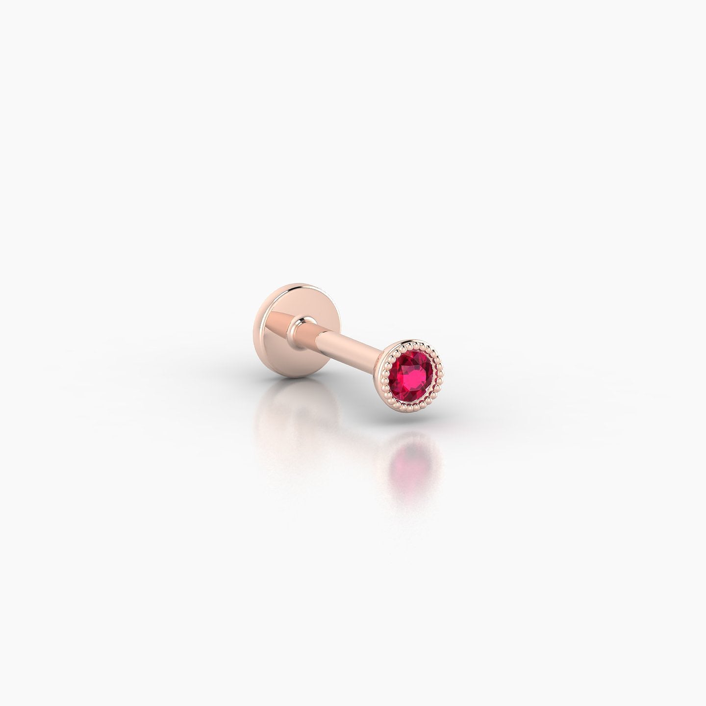 Aya | 18k Rose Gold 6.5 mm 3 mm Round Ruby Nostril Piercing