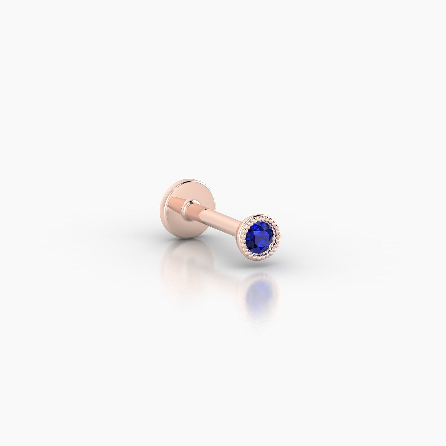 Aya | 18k Rose Gold 6.5 mm 3 mm Round Sapphire Nostril Piercing