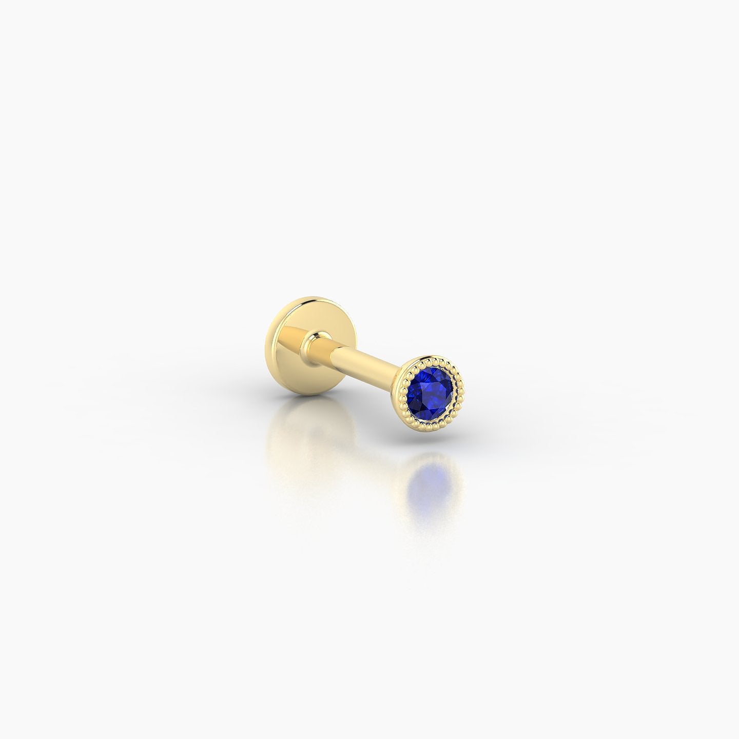 Aya | 18k Yellow Gold 6.5 mm 3 mm Round Sapphire Nostril Piercing