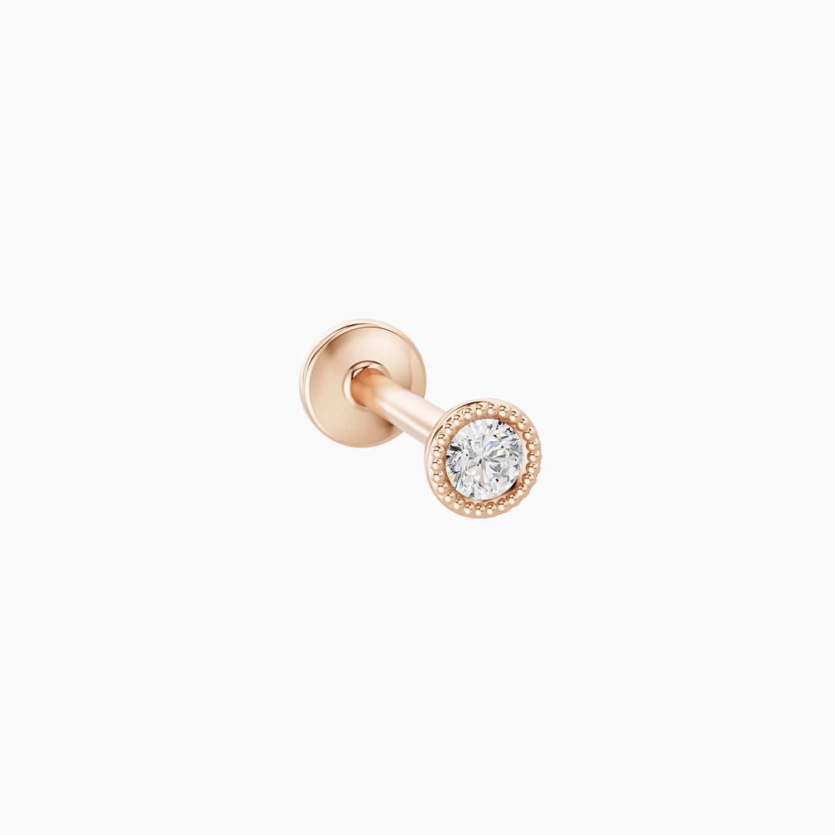 Aya | 18k Rose Gold 3 mm 8 mm Round Diamond Nose Piercing