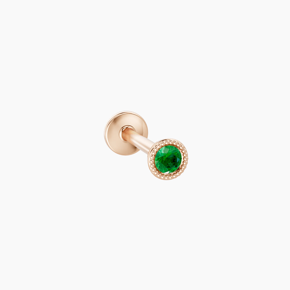 Aya | 18k Rose Gold 8 mm 3 mm Round Emerald Nose Piercing