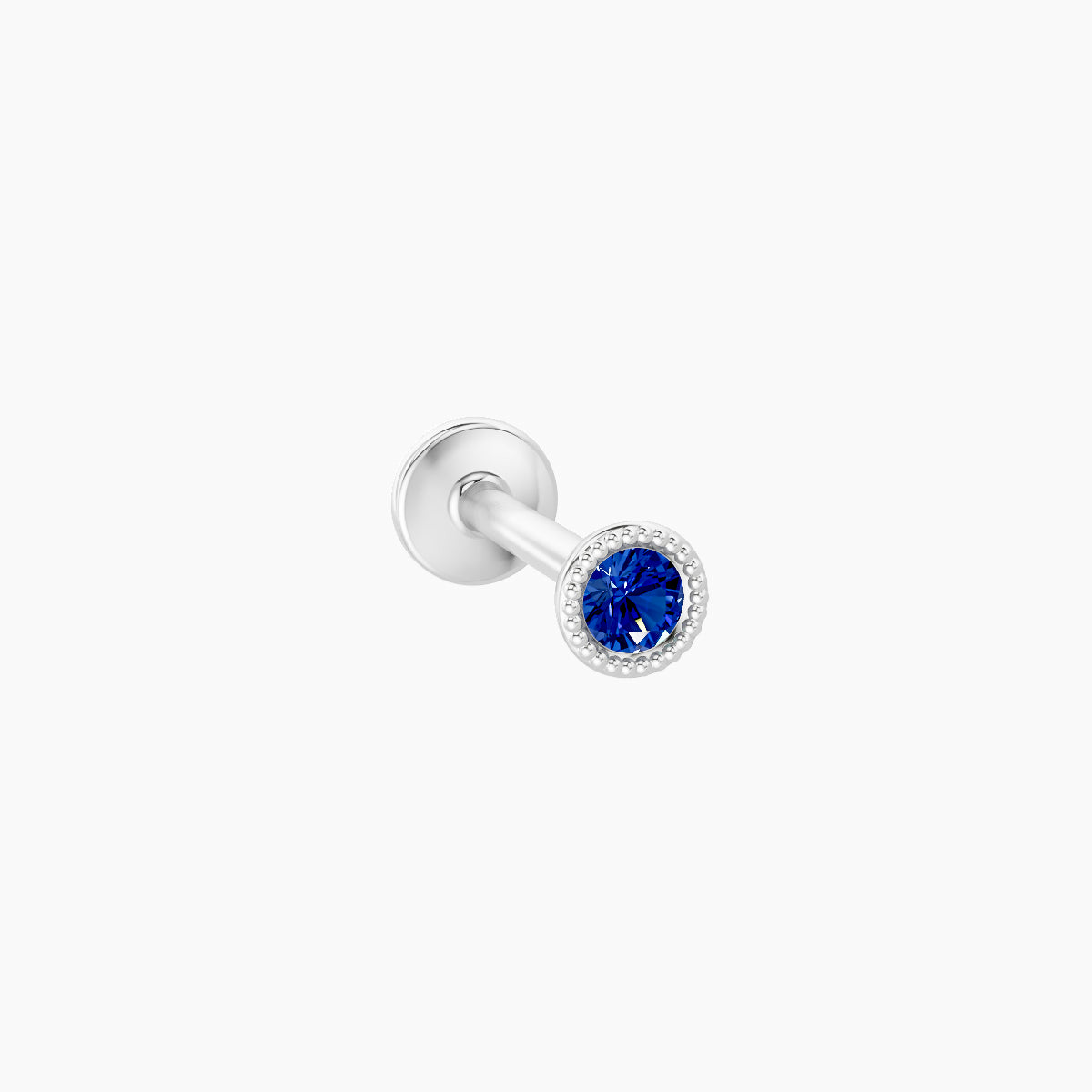 Aya | 18k White Gold 8 mm 3 mm Round Sapphire Nose Piercing