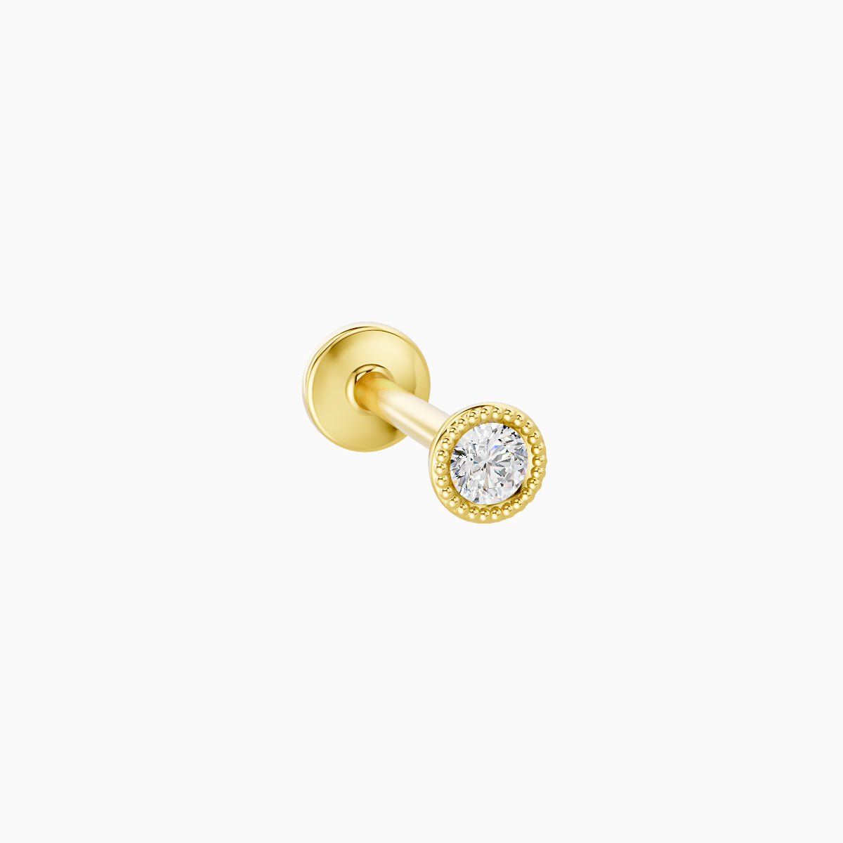 Aya | 18k Yellow Gold 3 mm 8 mm Round Diamond Nose Piercing