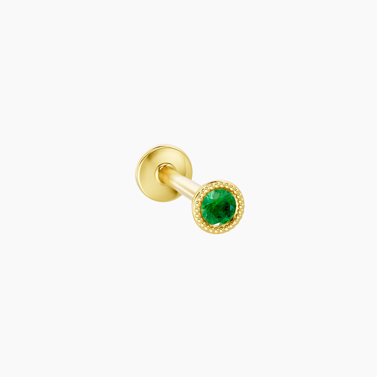 Aya | 18k Yellow Gold 8 mm 3 mm Round Emerald Nose Piercing
