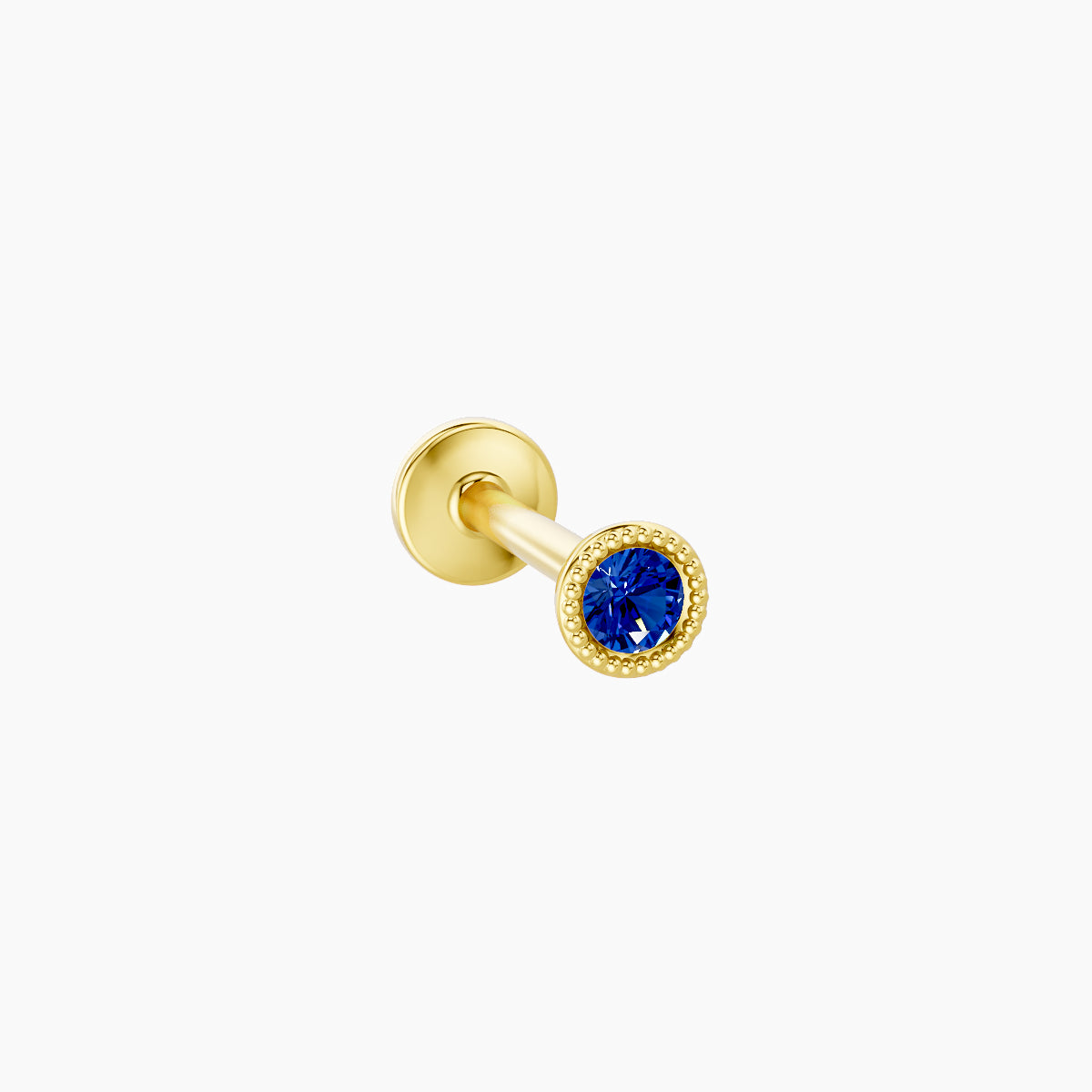 Aya | 18k Yellow Gold 8 mm 3 mm Round Sapphire Nose Piercing