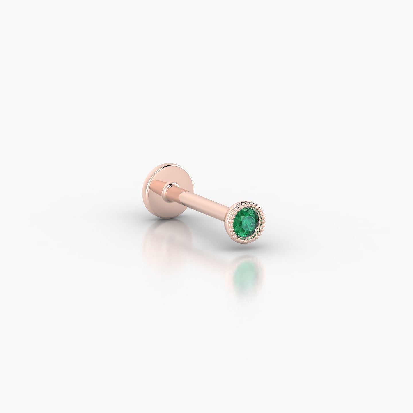 Aya | 18k Rose Gold 8 mm 3 mm Round Emerald Nostril Piercing