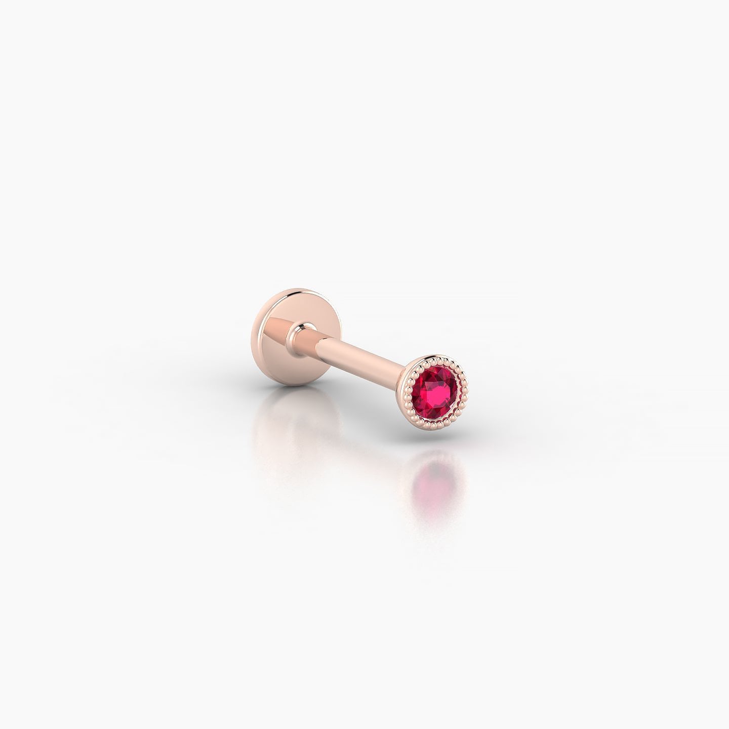 Aya | 18k Rose Gold 8 mm 3 mm Round Ruby Nostril Piercing