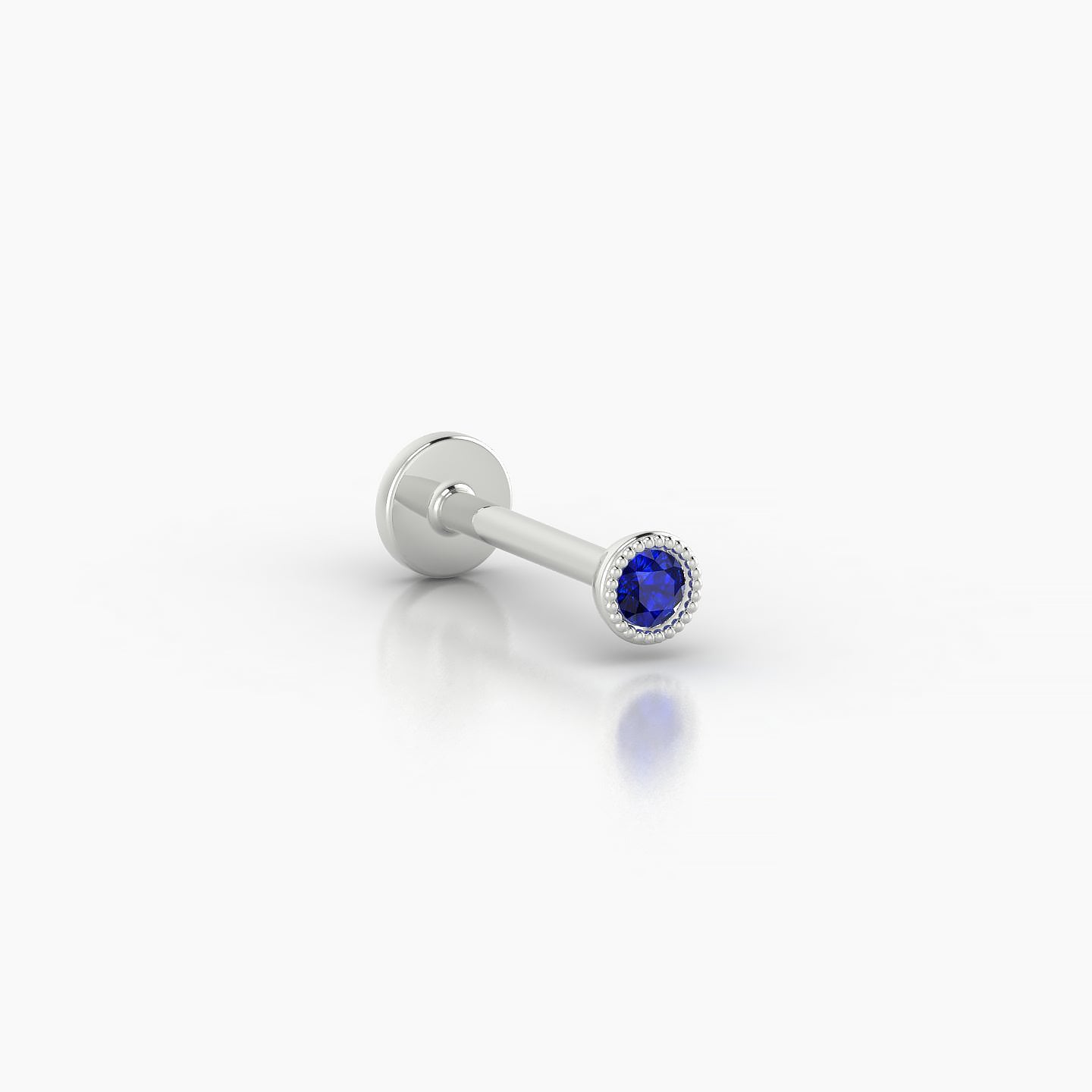 Aya | 18k White Gold 8 mm 3 mm Round Sapphire Nostril Piercing